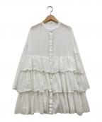 IENAイエナ）の古着「シアーコットンラッフルチュニックブラウス」｜ホワイト
