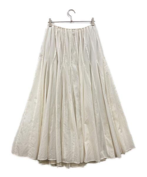 ETRE TOKYO（エトレトウキョウ）ETRE TOKYO (エトレトウキョウ) TOMOCO UNABARA (トモコウナバラ) タックギャザーボリュームスカート ホワイト サイズ:Mの古着・服飾アイテム
