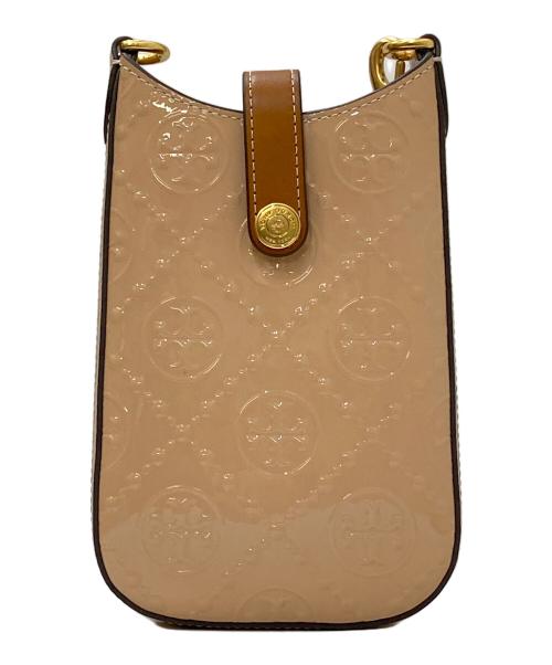 TORY BURCH（トリーバーチ）TORY BURCH (トリーバーチ) エナメル エンボス ショルダーバッグ ベージュの古着・服飾アイテム