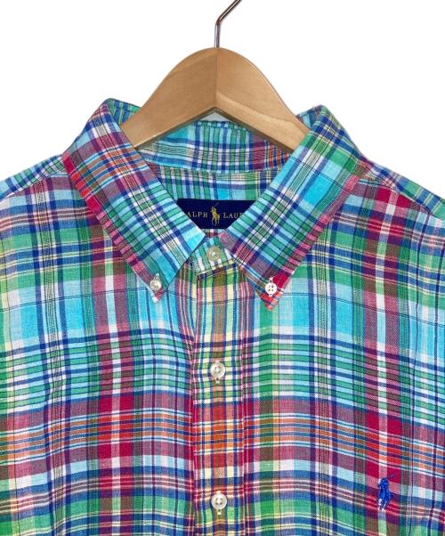 POLO RALPH LAUREN（ポロ・ラルフローレン）POLO RALPH LAUREN (ポロ・ラルフローレン) リネンチェックシャツ グリーン サイズ:XLの古着・服飾アイテム