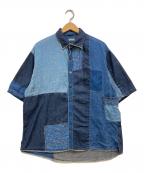 KAPITALキャピタル）の古着「IDG Patchwork Kathmandu Shirt」｜ブルー