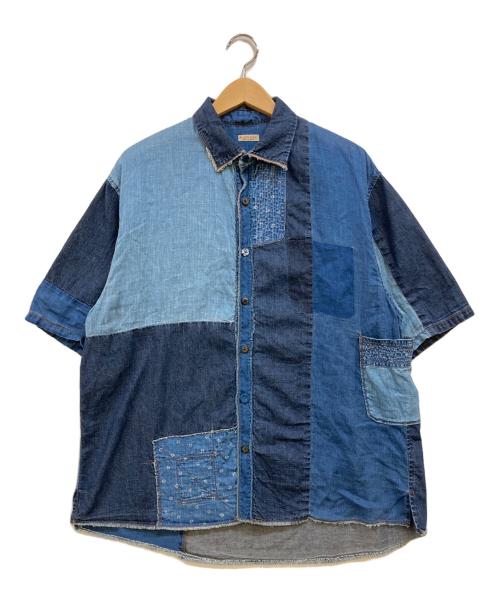 KAPITAL（キャピタル）KAPITAL (キャピタル)  IDG Patchwork Kathmandu Shirt ブルー サイズ:Mの古着・服飾アイテム