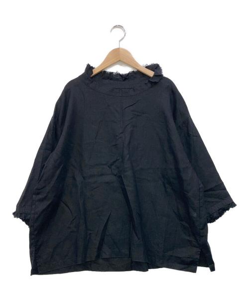 journal standard luxe（ジャーナルスタンダード ラックス）journal standard luxe (ジャーナルスタンダード リュクス) ソフトリネン タックフリルブラウス ブラック サイズ:下記参照の古着・服飾アイテム