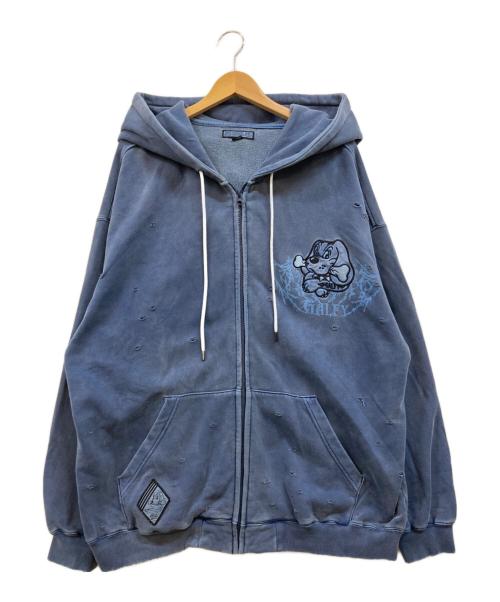 GALFY（ガルフィー）GALFY (ガルフィー) 染め染めわんわんボロボロパーカー ブルー サイズ:大型犬(XL)の古着・服飾アイテム