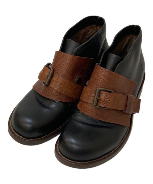 MARNI（マルニ）MARNI (マルニ) レザーストラップシューズ ブラック×ブラウン サイズ:39の古着・服飾アイテム