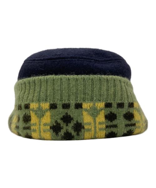 COMME des GARCONS SHIRT（コムデギャルソンシャツ）COMME des GARCONS SHIRT (コムデギャルソンシャツ) メルトンワークキャップ ネイビー×グリーン サイズ:Mの古着・服飾アイテム