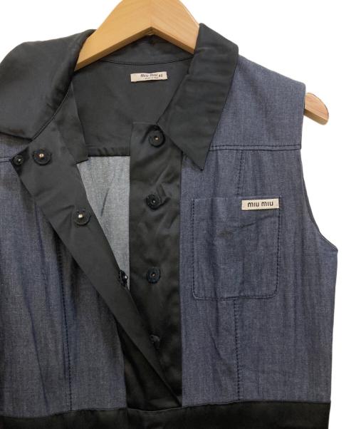 MIU MIU（ミュウミュウ）MIU MIU (ミュウミュウ) ノースリーブワンピース インディゴ×ブラック サイズ:40の古着・服飾アイテム