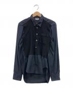 COMME des GARCONS HOMMEコムデギャルソン オム）の古着「製品染め縮絨切り替えシャツ」｜ブラック