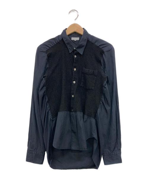 COMME des GARCONS HOMME（コムデギャルソン オム）COMME des GARCONS HOMME (コムデギャルソン オム) 製品染め縮絨切り替えシャツ ブラック サイズ:Sの古着・服飾アイテム