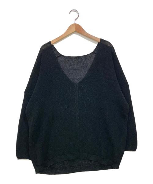 DEUXIEME CLASSE（ドゥーズィエム クラス）DEUXIEME CLASSE (ドゥーズィエム クラス) リネンクロスVネックニット ブラック サイズ:下記参照の古着・服飾アイテム