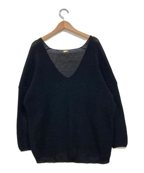 DEUXIEME CLASSE（ドゥーズィエム クラス）DEUXIEME CLASSE (ドゥーズィエム クラス) リネンクロスVネックニット ブラック サイズ:下記参照の古着・服飾アイテム