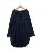 DEUXIEME CLASSEドゥーズィエム クラス）の古着「レースアップジョーゼットワンピース」｜ブラック