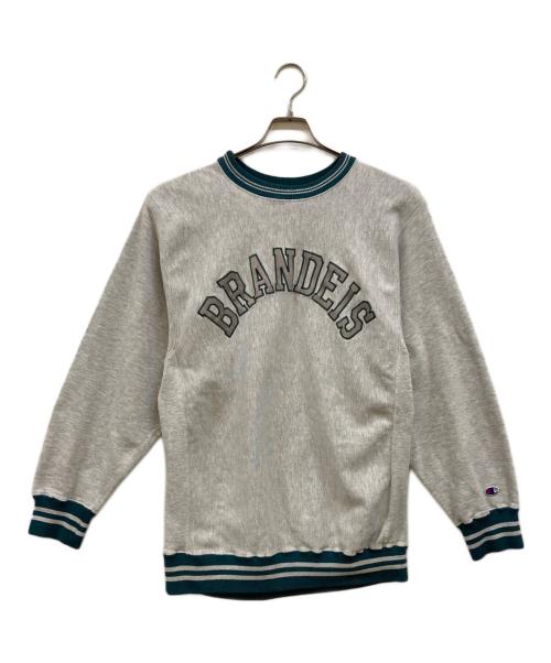 Champion REVERSE WEAVE（チャンピオン リバース ウィーブ）Champion REVERSE WEAVE (チャンピオン リバース ウィーブ) 90s 刺繍タグ BRANDEIS スウェット グレー×グリーン サイズ:XLの古着・服飾アイテム