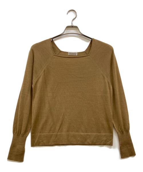 Conte（コンテ）Conte (コンテ) カシミヤシルク スクエアネック ニット ブラウン サイズ:FREEの古着・服飾アイテム