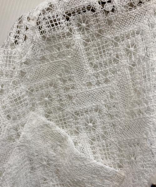 BALLSEY（ボールジィ）BALLSEY (ボールジィ) ジオメトリックボーダーレース フレアスリーブカーディガン ホワイト サイズ:36の古着・服飾アイテム