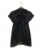 DRAWERドゥロワー）の古着「シアーボウタイノースリーブブラウス」｜ブラック