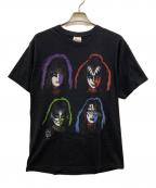 Hanesヘインズ）の古着「KISS 2枚タグ 1996 MEMBER 4 FACE large プリントTシャツ」｜ブラック