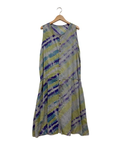 JURGEN LEHL（ヨーガンレール）JURGEN LEHL (ヨーガンレール) マーブルシアーノースリーブワンピース グレー×パープル サイズ:下記参照の古着・服飾アイテム