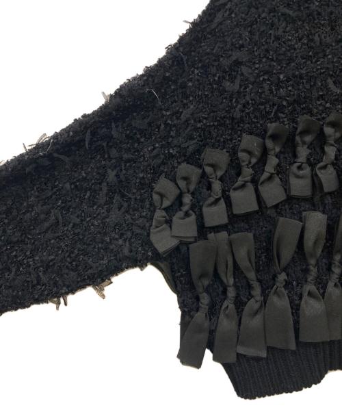 Ameri（アメリ）AMERI (アメリ) RIBBON TAPE SHORT KNIT TOP ブラック サイズ:Fの古着・服飾アイテム