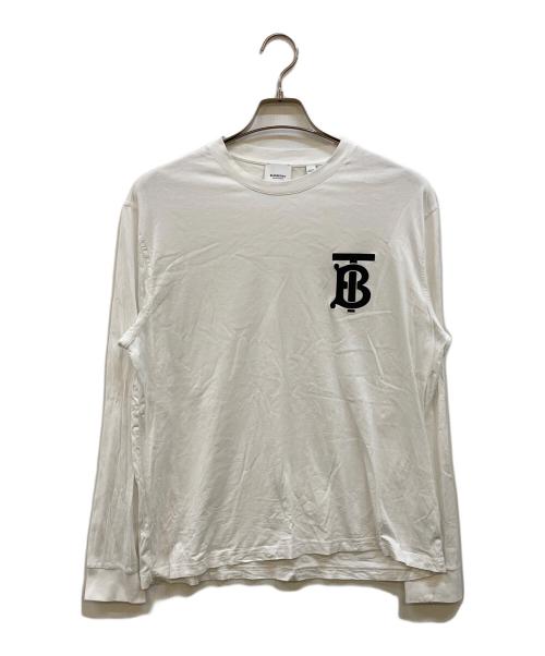 BURBERRY LONDON（バーバリーロンドン）BURBERRY LONDON (バーバリーロンドン) LONG-SLEEVE MONOGRAM MOTIF COTTON TOP ロングスリーブカットソー ホワイト サイズ:Sの古着・服飾アイテム