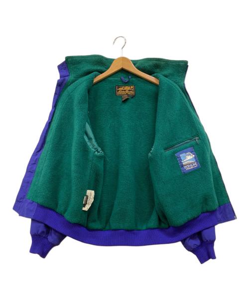 Eddie Bauer（エディーバウアー）Eddie Bauer (エディーバウアー) USA製 黒タグ W's規格 ジップアップジャケット パープル×グリーン サイズ:Mの古着・服飾アイテム