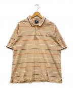 OLD STUSSYオールドステューシー）の古着「紺タグ ワンポイント刺繍ポロシャツ」｜ベージュ