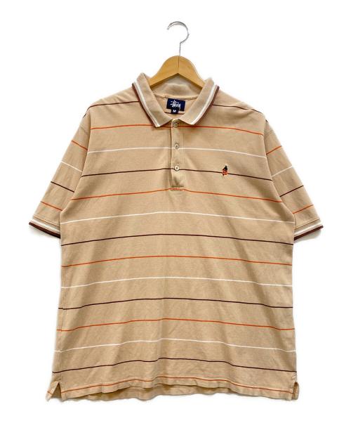 OLD STUSSY（オールドステューシー）OLD STUSSY (オールドステューシー) 紺タグ ワンポイント刺繍ポロシャツ ベージュ サイズ:Mの古着・服飾アイテム