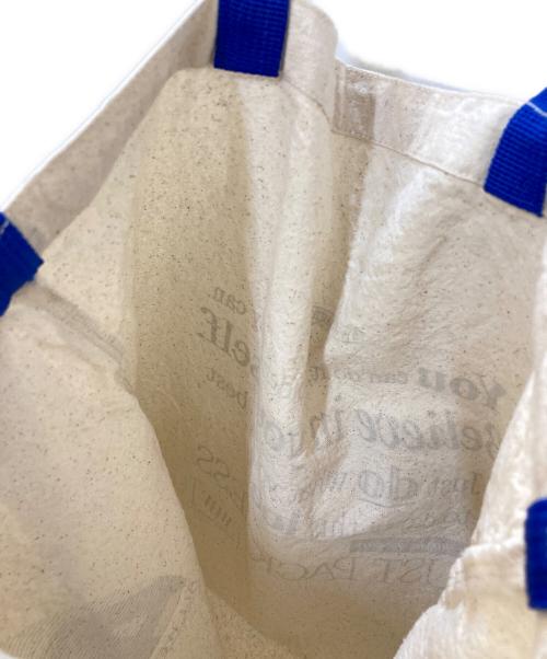 AWW Magazine（アウウマガジン）AWW Magazine (アウウマガジン) AWW BELIEVE BAG トートバッグ Tote Bag ベージュ×ブルーの古着・服飾アイテム