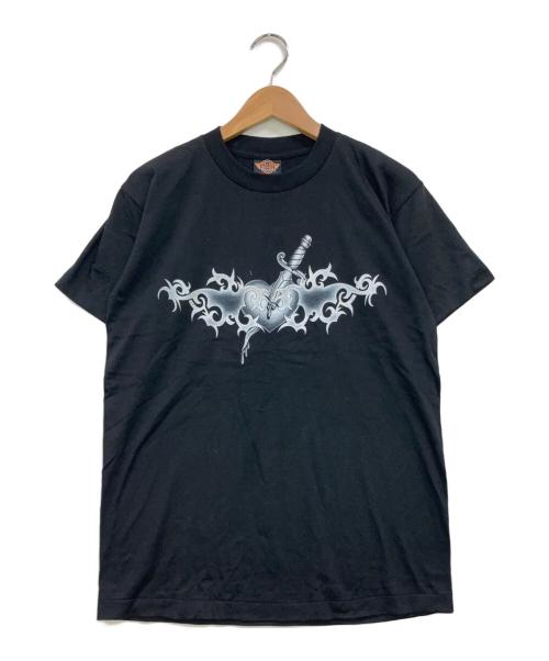 rock eagle（ロックイーグル）rock eagle (ロックイーグル) フレイム ハートショット 両面プリントTシャツ ブラック サイズ:Mの古着・服飾アイテム