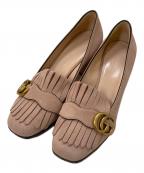 GUCCIグッチ）の古着「GGマーモントフリンジヒールスウェードパンプス」｜ピンク