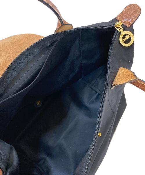 LONGCHAMP（ロンシャン）LONGCHAMP (ロンシャン) ル プリアージュ ハンドバッグ ブラック×ブラウンの古着・服飾アイテム