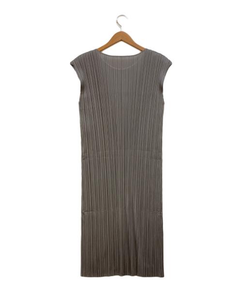 PLEATS PLEASE（プリーツプリーズ）PLEATS PLEASE (プリーツプリーズ) プリーツノースリーブワンピース グレー サイズ:3の古着・服飾アイテム