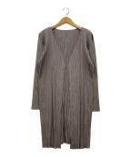 PLEATS PLEASEプリーツプリーズ）の古着「プリーツロングカーディガン」｜グレー