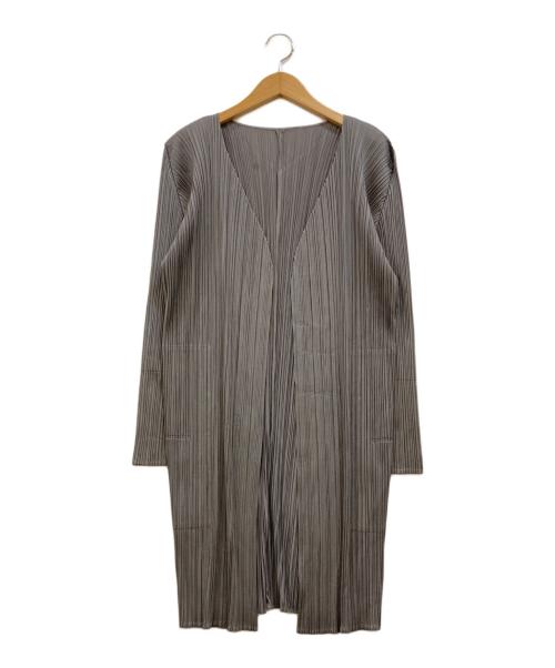 PLEATS PLEASE（プリーツプリーズ）PLEATS PLEASE (プリーツプリーズ) プリーツロングカーディガン グレー サイズ:3の古着・服飾アイテム