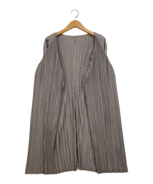 PLEATS PLEASE（プリーツプリーズ）PLEATS PLEASE (プリーツプリーズ) プリーツロングカーディガン グレー サイズ:3の古着・服飾アイテム