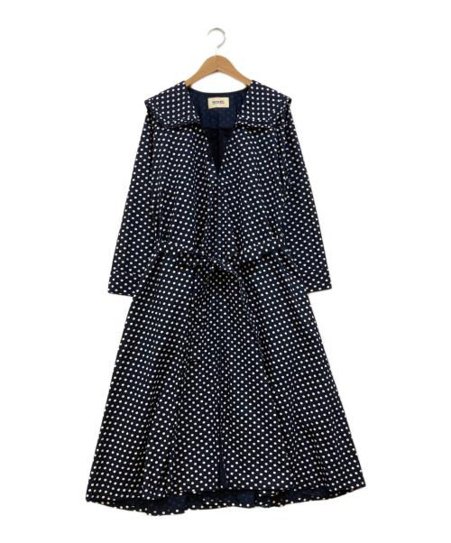 BEAMS BOY（ビームスボーイ）BEAMS BOY (ビームスボーイ) ドット セーラー カラー ワンピース ネイビー サイズ:下記参照の古着・服飾アイテム