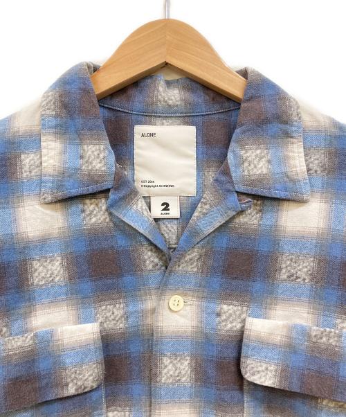 ALONE（アローン）ALONE (アローン) Big Printed Flannel Shirt ブルー サイズ:2の古着・服飾アイテム