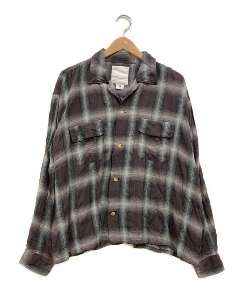 ALONE（アローン）ALONE (アローン) レーヨンチェックシャツ ブラウン サイズ:3の古着・服飾アイテム