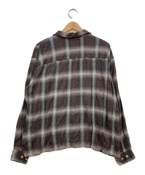 ALONE（アローン）ALONE (アローン) レーヨンチェックシャツ ブラウン サイズ:3の古着・服飾アイテム