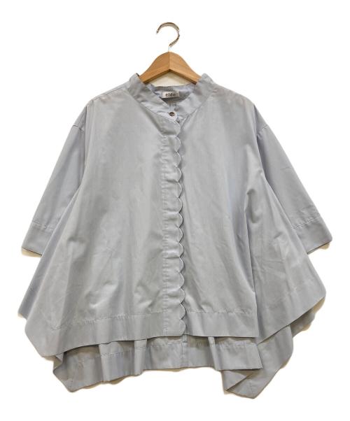 eldo（エルド）eldo (エルド) 抗菌スカラップブラウス ブルー サイズ:Fの古着・服飾アイテム