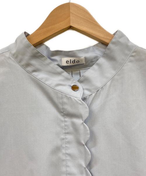 eldo（エルド）eldo (エルド) 抗菌スカラップブラウス ブルー サイズ:Fの古着・服飾アイテム