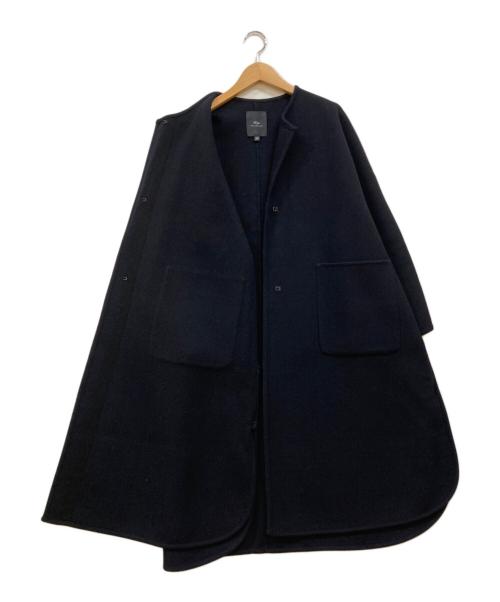SHIPS Primary navy label（シップス プライマリー ネイビー レーベル）SHIPS Primary Navy Label (シップス プライマリー ネイビー レーベル) ウールダブルフェイスノーカラーコート ネイビー サイズ:36の古着・服飾アイテム