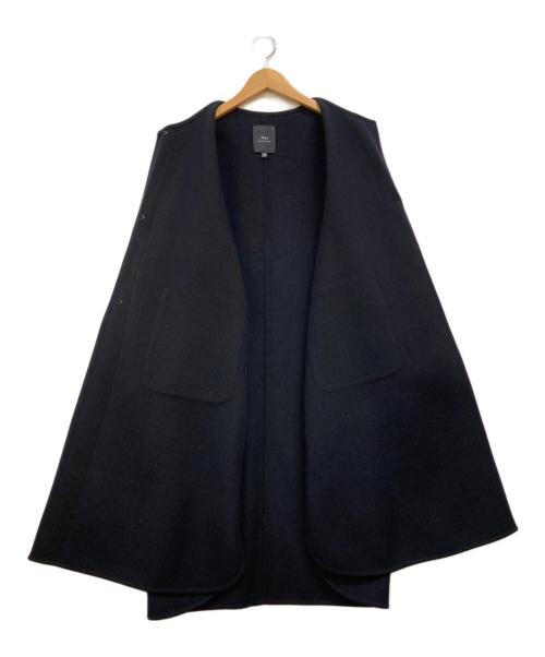 SHIPS Primary navy label（シップス プライマリー ネイビー レーベル）SHIPS Primary Navy Label (シップス プライマリー ネイビー レーベル) ウールダブルフェイスノーカラーコート ネイビー サイズ:36の古着・服飾アイテム
