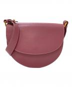 HANAE MORIハナエモリ）の古着「半円レザーショルダーバッグ」｜ピンク