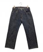 45rpm45アールピーエム）の古着「再び6.5空比古比女(影色納戸 濃) ユニセックスデニムパンツ」｜ブラック