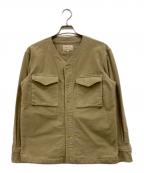 SOUND MANサウンドマン）の古着「ハンティングノーカラージャケット」｜ベージュ