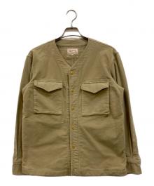 SOUND MAN（サウンドマン）の古着「ハンティングノーカラージャケット」｜ベージュ