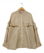 Spick and Spanスピック＆スパン）の古着「コットンシルクティアードフリルスリーブブラウス」｜ベージュ