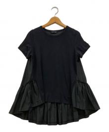 YOKO CHAN（ヨーコチャン）の古着「バックヘムフリル切替 クルーネック半袖カットソー」｜ブラック