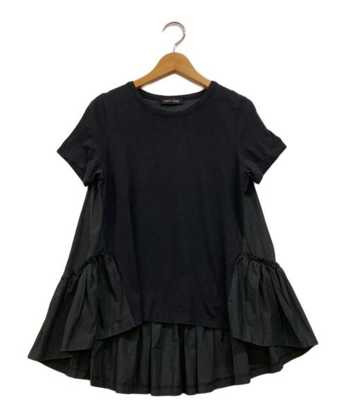 YOKO CHAN（ヨーコチャン）YOKO CHAN (ヨーコチャン) バックヘムフリル切替 クルーネック半袖カットソー ブラック サイズ:38の古着・服飾アイテム